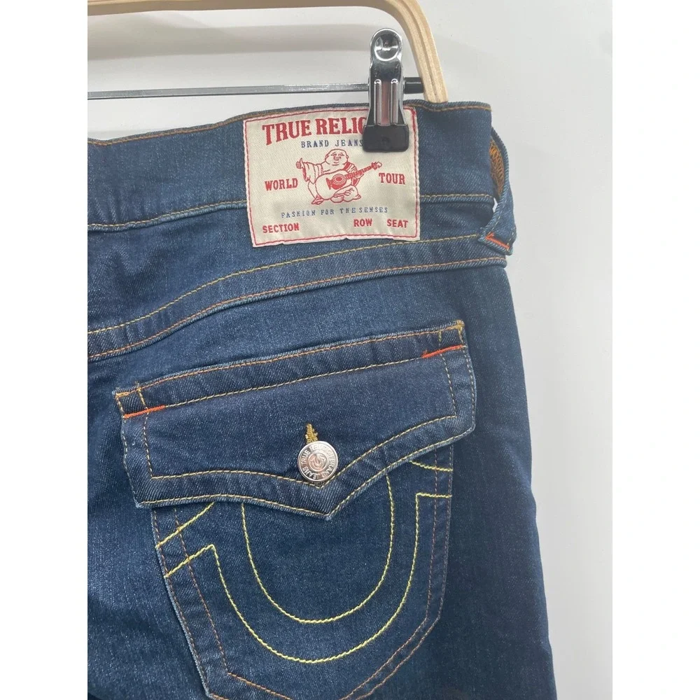 NWT True Religion Ricky‎ Flap Jeans Men 32 Dark Washed Blue 5-Pocket Relaxed Fit